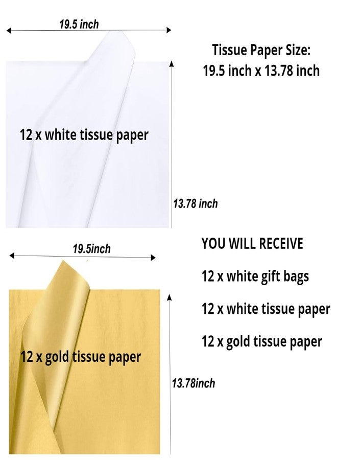 JUNESHE 12 Pack Extra Small White Gift Bags with Handles & Tissue Paper,6.3 inch Mini Tiny Little Gift Wrap for Birthday Party Favors Baby Bridal Shower Shopping Presents Wedding Anniversary Jewelry - Image 3